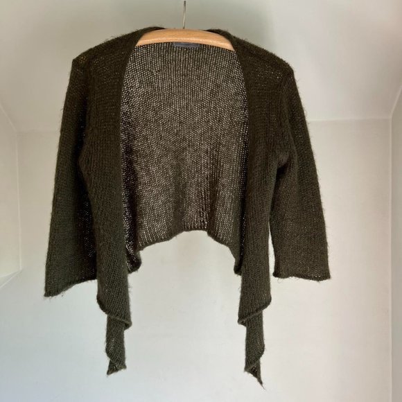 Wooden Ships Mohair Blend Lightweight Balletcore Cardigan Cropped Wrap Shrug Top - Picture 3 of 7